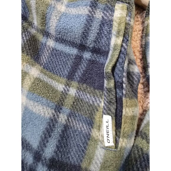 O'Neill Hoodie Mens Fleece Pullover Sweater Size L Plaid Long Sleeve 1/4 Zip - Picture 6 of 14